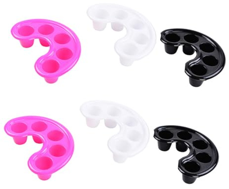 SAFIGLE 6 Cuencos de Manicura Fabricados en Plástico Resistente 5 Agujeros para Remojar Uñas Paquete de 6 Piezas Ideales para Uso Profesional Casa
