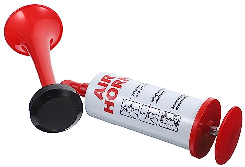 PAMINGONO Handliches Air Horn mit Handpumpe Rotes Druckluft fanfarenhorn zum Anfeuern bei Sportevents Partys und Feiern Lautes Noisemaker Instrument für Fußball und Outdoor aktivitäten