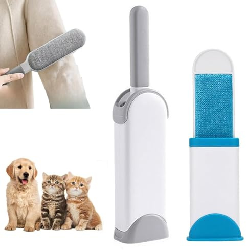 2 PCS Keiderbürste Fusselbürste, Fusselbürste, Kleiderbürste, Ideal zur Entfernung von Tierhaaren auf Möbeln und Kleidung, Perfekt für unterwegs und zu Hause