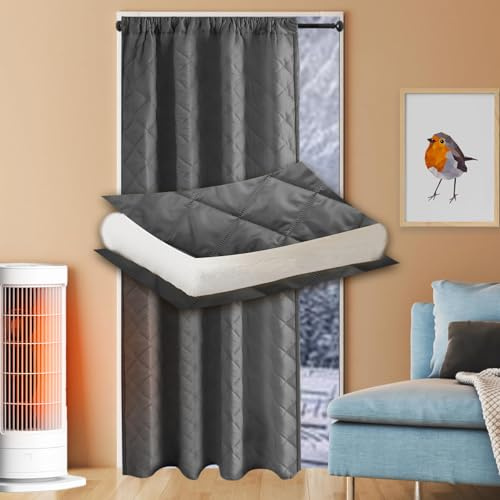 Lapalife Heavy Duty Quilted Thermal Insulate Door Curtain Liner,Durable and Thickened Blackout Windproof Soundproof Curtain for Living Room Bedroom Front Door Doorway