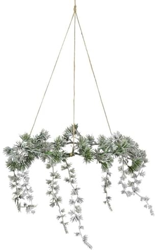 MACOSA PO671128 Kranz hängend beschneit Ø 40 cm Winterkranz Kunststoff 55 cm Aufhängung künstlicher Tannenkranz mit Schneeoptik Weihnachtsdeko zum Hängen Dekokranz