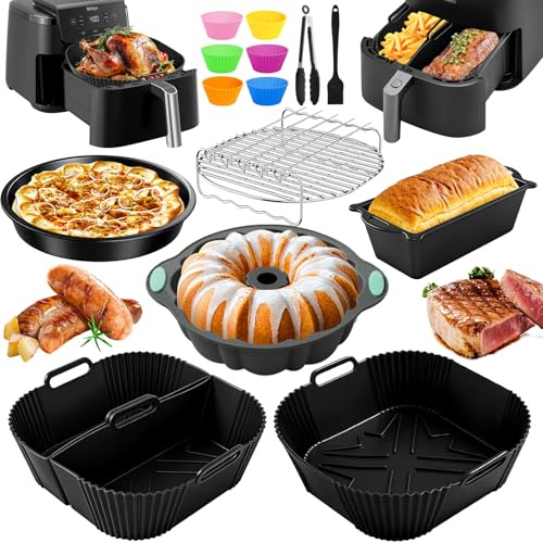Moule Silicone Air Fryer pour Moulinex Easy Fry 7,5L, Accessoires Air Fryer pour Ninja Air Fryer MAX PRO, 6,2 L, Cecotec 5,5L, 6L et autres friteuses 4,7-8,3L