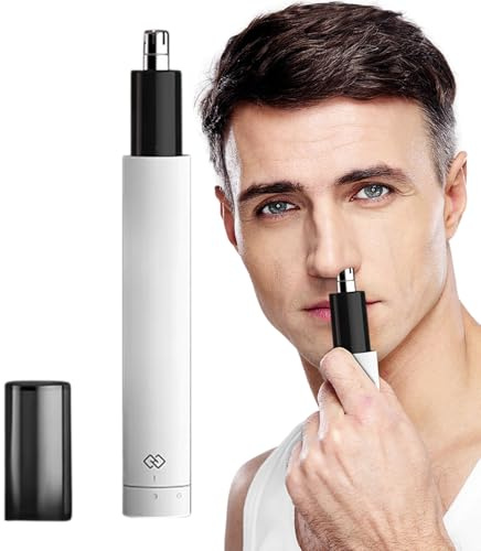 Facial Groomer - Nasal Cavity Shaver, Battery Powered Clipper, Submersible Washing Design, Precision Rotating System, Personal Care Category, Small Silver Chrome Mens Grooming Instrument