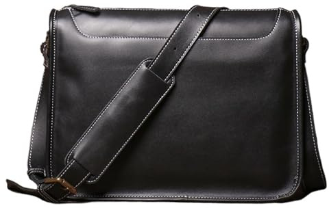 QAUUCP portfölj läder vintage oxläder axelväska män läder affärsportfölj budbärare väska