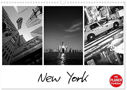 New York (Wandkalender 2024 DIN A3 quer), CALVENDO Monatskalender: Die Highlights von New York City vereint in einem ganz individuellen Schwarz-Weiß-Kalender. (CALVENDO Orte)