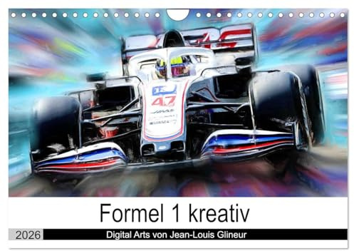 Formel 1 kreativ - Digital Art von Jean-Louis Glineur (Wandkalender 2026 DIN A4 quer), CALVENDO Monatskalender: Motorsport kreativ betrachtet (CALVENDO Sport)