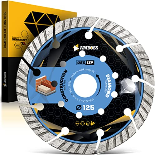 Amboss Diamant Trennscheibe Ø125 x 2.6 mm x 22.2 mm (Für Stein, leicht armierter Beton etc.) - Segmenthöhe: 12 mm (gesintert)
