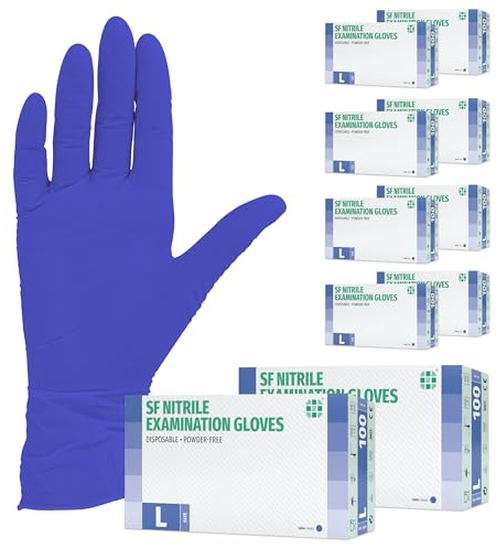SF Nitrilhandschuhe L Violett – 1000 (10x100) Stück Einweghandschuhe, Einmalhandschuhe, Medizinische handschuhe, Puderfrei, Latexfrei, für Kochen, Putzen, Medizin, Kosmetik, Haushalt