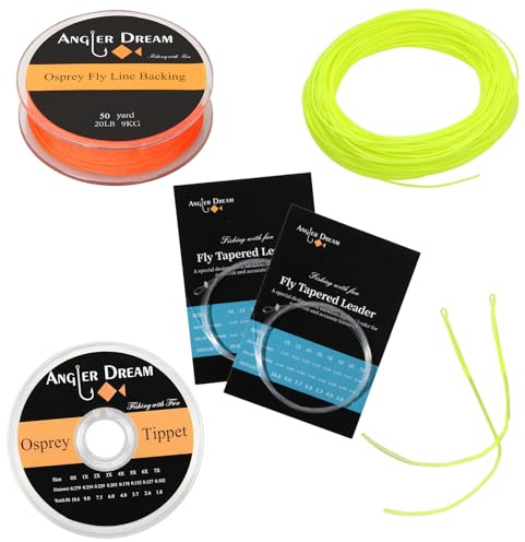 Yellow WF Fly Fishing Line Kit 4WT Fly Fishing Line Leader Braided Backing Fish Line
