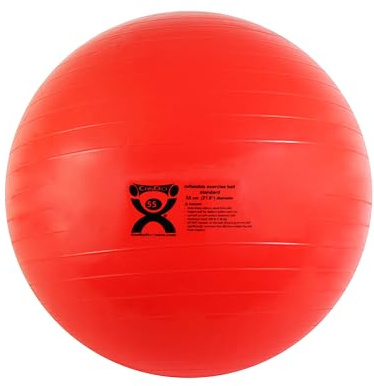 CanDo Inflatable Exercise Ball - Red 21.7, Durable Extra Thick Non-Slip Stability Ball for Core Workouts, Yoga, Pilates, Active Seating, Physical Therapy, Pregnancy, Home Gym, Flexibility