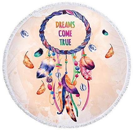 Nunbee Rundes Strandtuch Wandbehäng Mandala orientalisch Wald Tapisserie Meer Psychedelic Hanging Hippie Natur Beach Yoga Tischdecke Picknickdecke, Traumfänger5 150 * 150cm