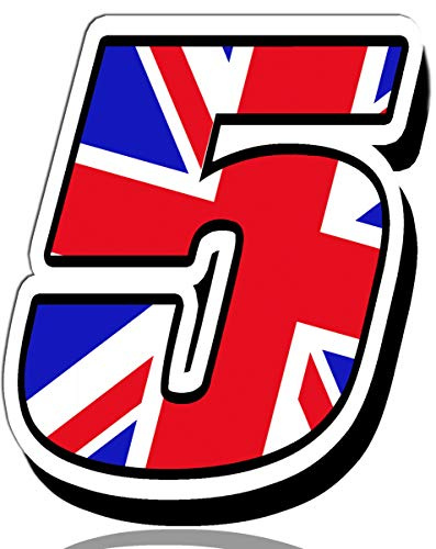 Biomar Labs® 1 x Vinyl UK Flag Sticker Union Jack Great Britain England National Auto Moto Motocross Motosport Start Racing Number 5 Rally Race Car Bike Motorcycle Tuning N 295
