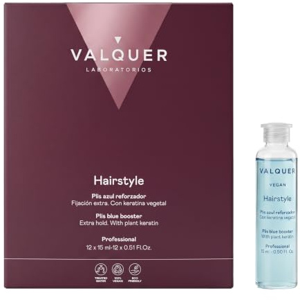 Valquer Profesional Plis Azul Reforzador Capilar - Fijación Capilar Extra Fuerte, Potencia y Define el Peinado, Ideal para Todo Tipo de Cabello, Facilita el Estilizado, Pack de 12 x 15 ml