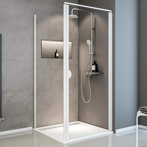 Schulte Sunny Drehtür mit Seitenwand, 180 cm Höhe, 90 x 90 cm, Sicherheitsglas (ESG), klar hell, D237006 04 50