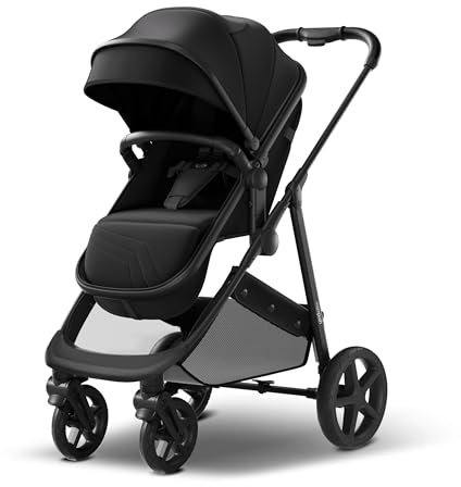 Mompush Wiz 2 in 1 Baby Stroller with Infant Pramette Mode, One Hand Fold Convertible Newborn to Toddler Stroller with Reversible Seat and Large UPF 50+ Canopy