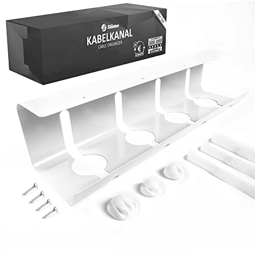 Stilemo Under Desk Cable Management Tray, Pack of 1, Desk Cable Organiser Wire Tidy, Wire Organiser Holder for Home & Office, Keeping Cables Tidy, Carbon Steel Holds Upto 5 Kg, 43 X 12 10cm (White)