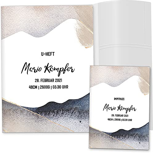 OLGS U-Heft und Impfpasshüllen Set 3-teilig | Glamour Splash stylische Schutzhüllen für den Untersuchungsheft & Impfpass | Schöne Geschnkidee personalisierbar mit Namen (U-Heft Set personalisiert, 11)