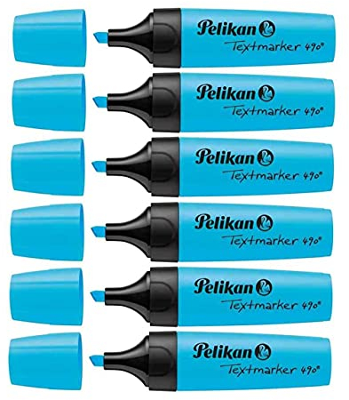 PELIKAN Textmarker 490 Textmarker 6 Stück 1-5 mm Keilspitze neonblau