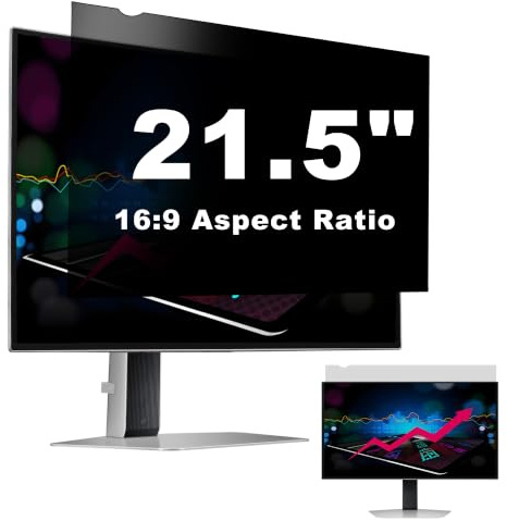 Computer Privacy Screen Filter for 21.5 Inch 16:9 Aspect Ratio Monitor | Anti-Spy Anti-Glare Blue Light Blocking Protector Film Size- WxH: 18 3/4 x 10 9/16 (476mm x 268mm)