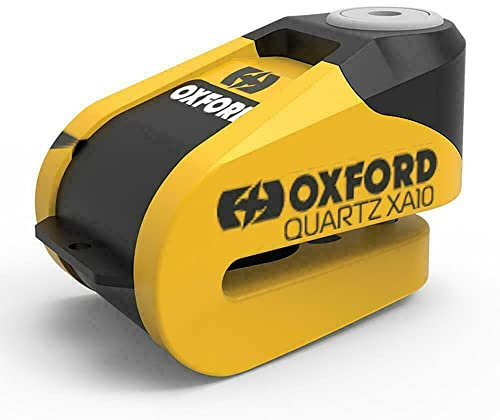 Oxford Quartz XA10 Motorcycle Disc Lock Alarm 10mm Pin Yellow Strong Secure (Yellow Black)