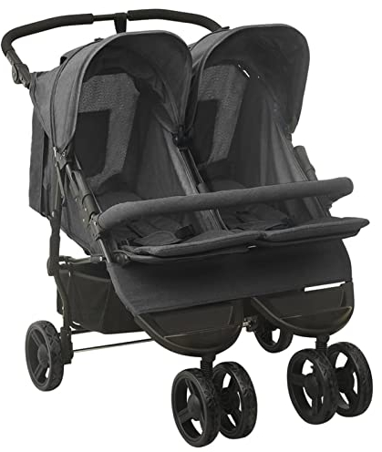 Yumeng Geschwisterwagen, Zwillingskinderwagen, Geschwisterbuggy, Double Stroller, Doppelkinderwagen, Anthrazit Stahl