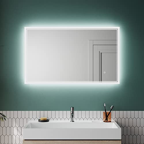 SUNXURY Spiegel mit Beleuchtung Groß 100x60cm Badezimmerspiegel mit Anti-Beschlag | LED Wandspiegel | 3 Farbe Dimmbar | CRI>95