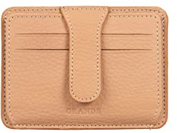 grande 3607 – Kartenetui aus echtem Leder für Damen und Herren, schmale, minimalistische Geldbörse mit Reißverschluss (Cookie)