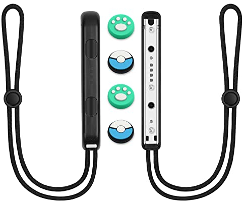 Vicloon Handschlaufe für Switch Joycon, 1 Paar mit 2 Joystick-Kappen (Weiss)