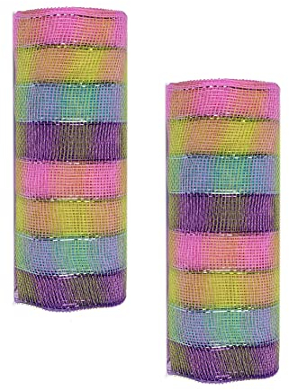YYCRAFT 2 Stück 25,4 cm metallisches Poly-Mesh-Band (insgesamt 20 Meter, mehrfarbig A)