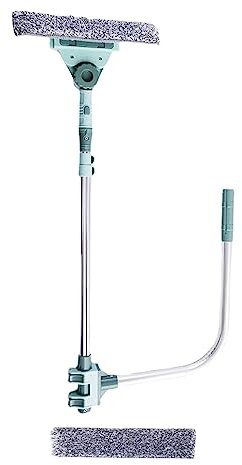 LOVIVER Window Cleaner Squeegee, U Shape Window Cleaner with Long Handle, 26cm (W) x 75-155cm (H), Horizontal Head