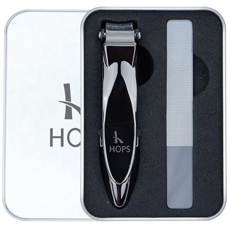 Nagelknipser Set Mit Feile und Auffangbehälter in Geschenkbox - Für Fingernägel und Fußnägel, Groß, Nail Clipper, Edelstahl - Geschenke für Frauen und Männer