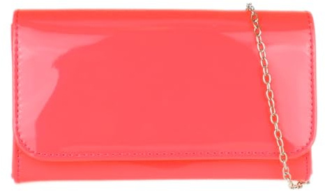 Girly Handbags Bolso Clutch Liso Brillante fucsia neón