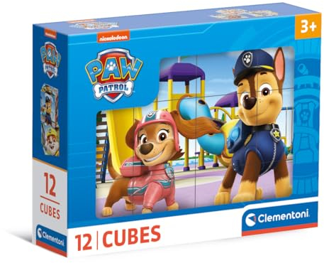 Clementoni Paw Patrol 12 Würfel Puzzle Kinder - Geschicklichkeitsspiel für Kinder ab 3 Jahren - Sensorik- & Motorikspielzeug 41194