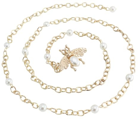 Taillenkette für Damen Gold Metall Kettengürtel Mehrschichtig Verstellbarer Körperkette Vintage Damen Mädchen Kleid Jeans Taillenkette Körperkette Schmuck(Bienen Taillenkette)