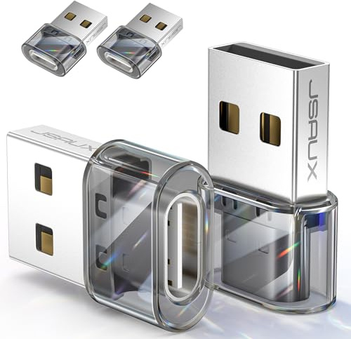 JSAUX USB C Buchse zu USB Adapter (4 Stück) 3.1A Schnellladung, Adapter Kompatibel mit iPhone 16 15 14 Pro, Samsung Galaxy S24 S23, Apple Watch, Carplay, Android Auto-Obsidian