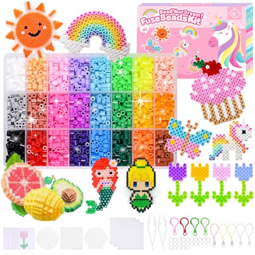 Perline da Stirare, Perline per Bigiotteria Fai Da Te, 8500Pz Perline a Fusione per DIY Tempo Libero Creativo Gioielli Regali Compleanno Natalizio per Bambini Ragazza Ragazzo