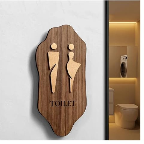 LYHYDMA Cartelli per Toilette Segnaletica in Legno Toilette for Uomini e Donne Segnaletica for Bagno Hotel WC Adesivo da Parete for WC Segnaletica for Il Bagno Decorazione della casa(3,25x12cm)