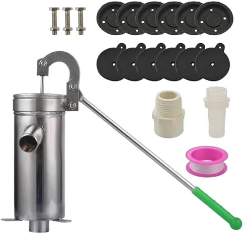 Bomba de Agua Manual para Pozos Profundos - Jarra Ergonómica de Acero Inoxidable para Jardín, Granja e Industrial