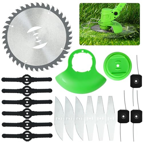 Kuaman 18 Pcs Cordless Strimmer Blades Replacement Accessories, Grass Strimmers Metal Blades Set, Spare Garden Strimmer Blades, Stainless Steel Blades for Mowing Lawns