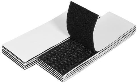 Wanmu 10 Sets Heavy Duty Adhesive Hook and Loop Strips, Industrial Strength Double Sided Tape, Furniture Tape, Black Interlocking Tape for Fabric, Sofa Couch, Cushions, Rugs, Mattress