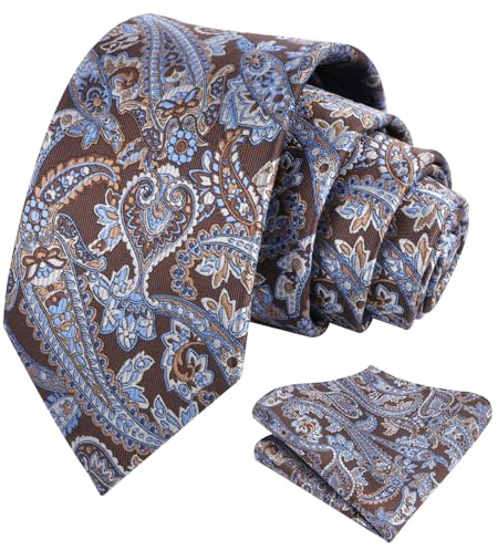 Alizeal Herren-Krawatte mit Paisley-Muster, Einstecktuch, für Hochzeit, Party, Flroal, Krawatte und Einstecktuch