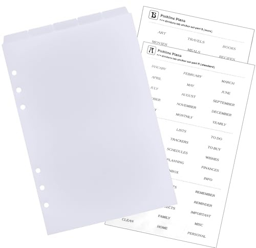 DY.2ten Plastik Ordner Register A5, Weiß Trennstreifen für Ordner mit 6 Loch, Index ​Teiler blanko für Ringbuch,Loseblatt Notizbuch, Planer，Mit Aufklebern