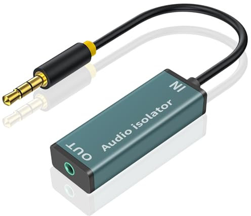 Duttek Auido - Aislador de ruido de bucle de tierra, eliminador de filtro de ruido con cable de audio jack de 3,5 mm para sistema de audio de coche/sistema estéreo doméstico