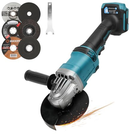 Amoladora angular inalámbrica para batería Makita de 18 V/20 V (sin batería), herramienta de amoladora sin escobillas de 10000 RPM con cuchillas de molienda de 125 mm para cortar, moler, pulir
