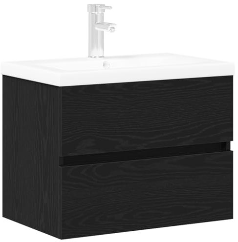 vidaXL Diskho skåp med dörr Svart ek 60 x 39 x 62 cm Konstruerat trä, Badrumsförvaring, rektangulär handfatsskåp, moderna organiserare, eleganta möbler, platsbesparande