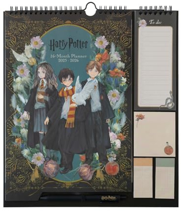 Grupo Erik - Calendrier Harry Potter - de Septembre 2025 à Décembre 2026 | Planificateur Mensuel 16 mois, Calendrier Familial 2025 2026 avec Crochet