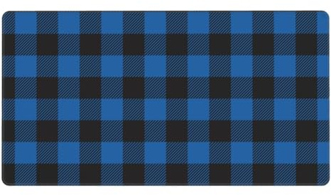 Large Gaming Mouse Pad, Blue Black Plaid A Print Desk Keyboard Pad, Non-Slip Desk Mat for Desktop Keyboard and Mouse, Mousepad for Office Home Accessories 16x29.5