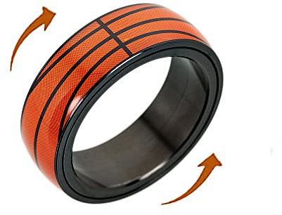 Basket roterande spinner fidget band ringar för män kvinnor ångest rotera idrottare sport entusiast finger ring stress lindrande rostfritt stål promise födelsedagsjubileum mode gåva