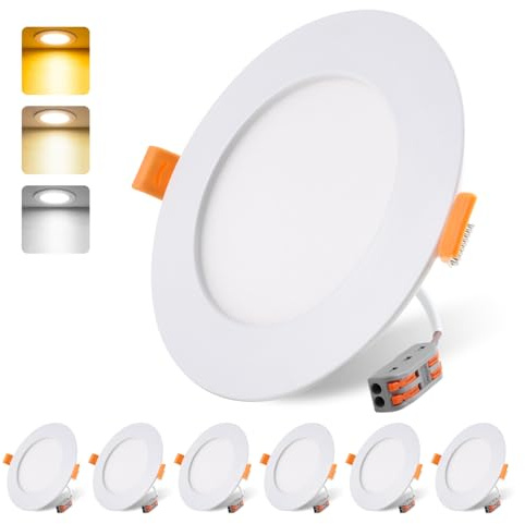 da LIGHT LED Einbaustrahler Flach 230V 9W 6er Set IP54 3CCT Weiß