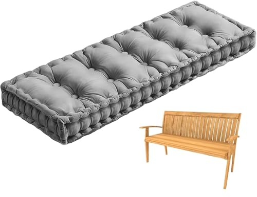 Generisch 10cm Bankauflage Outdoor Mit Griff, Weich Samt Stuhlkissen Bankauflage Sitzkissen Hollywoodschaukel Auflagen Fenstersitzmatte für Gartenmöbel Terrasse Indoor,Grau,150x50cm